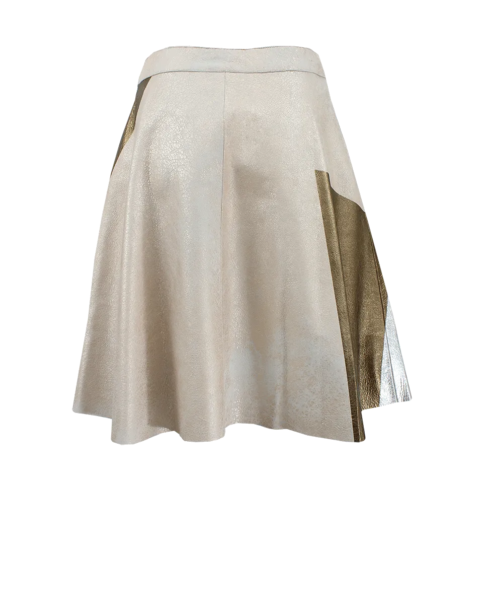 Block Foiled Leather Skirt