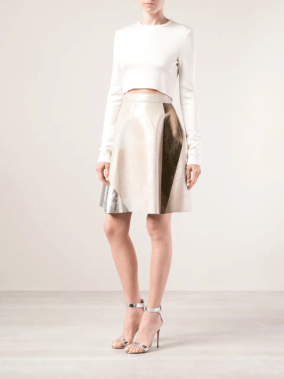 Block Foiled Leather Skirt
