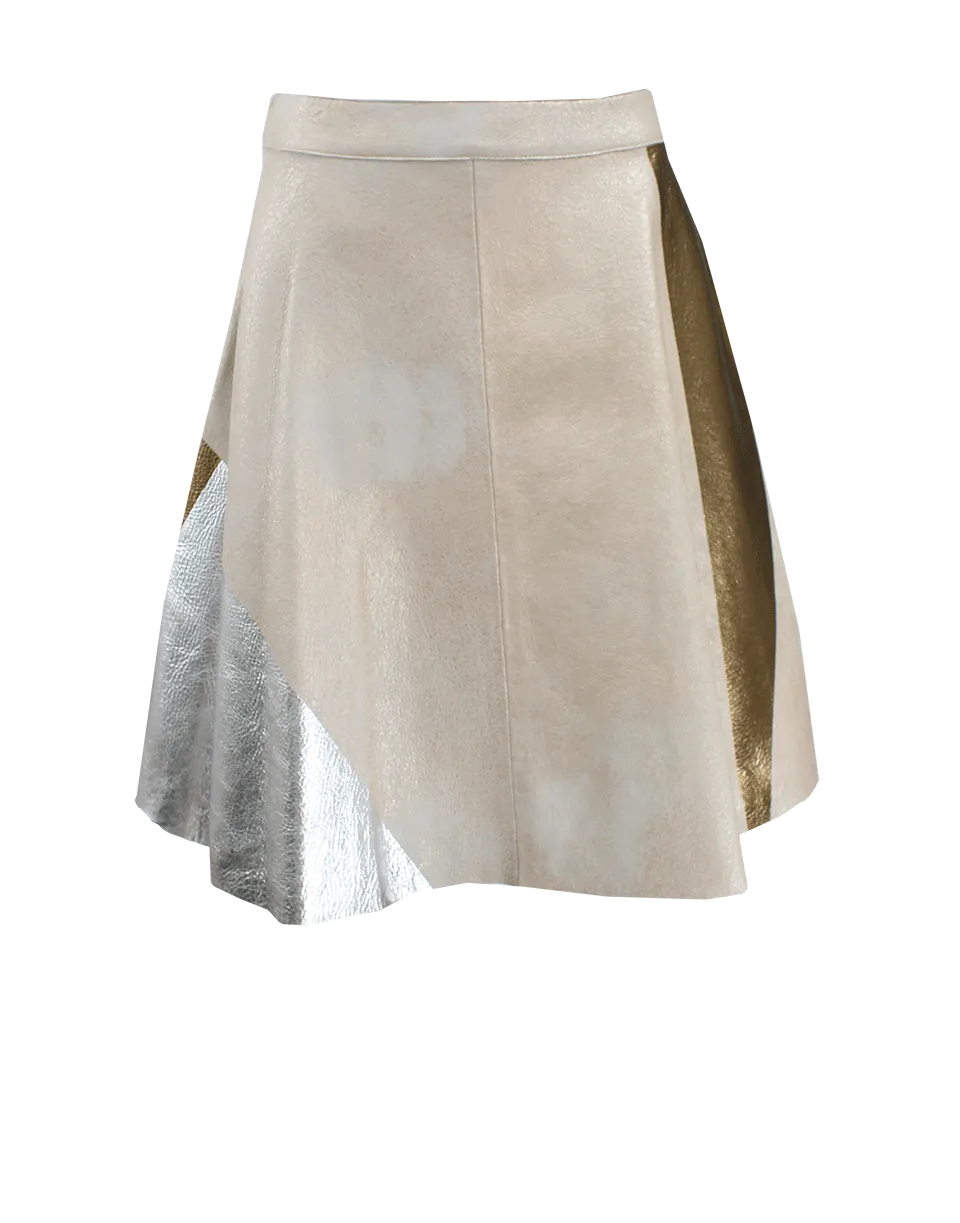 Block Foiled Leather Skirt