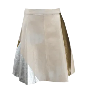 Block Foiled Leather Skirt