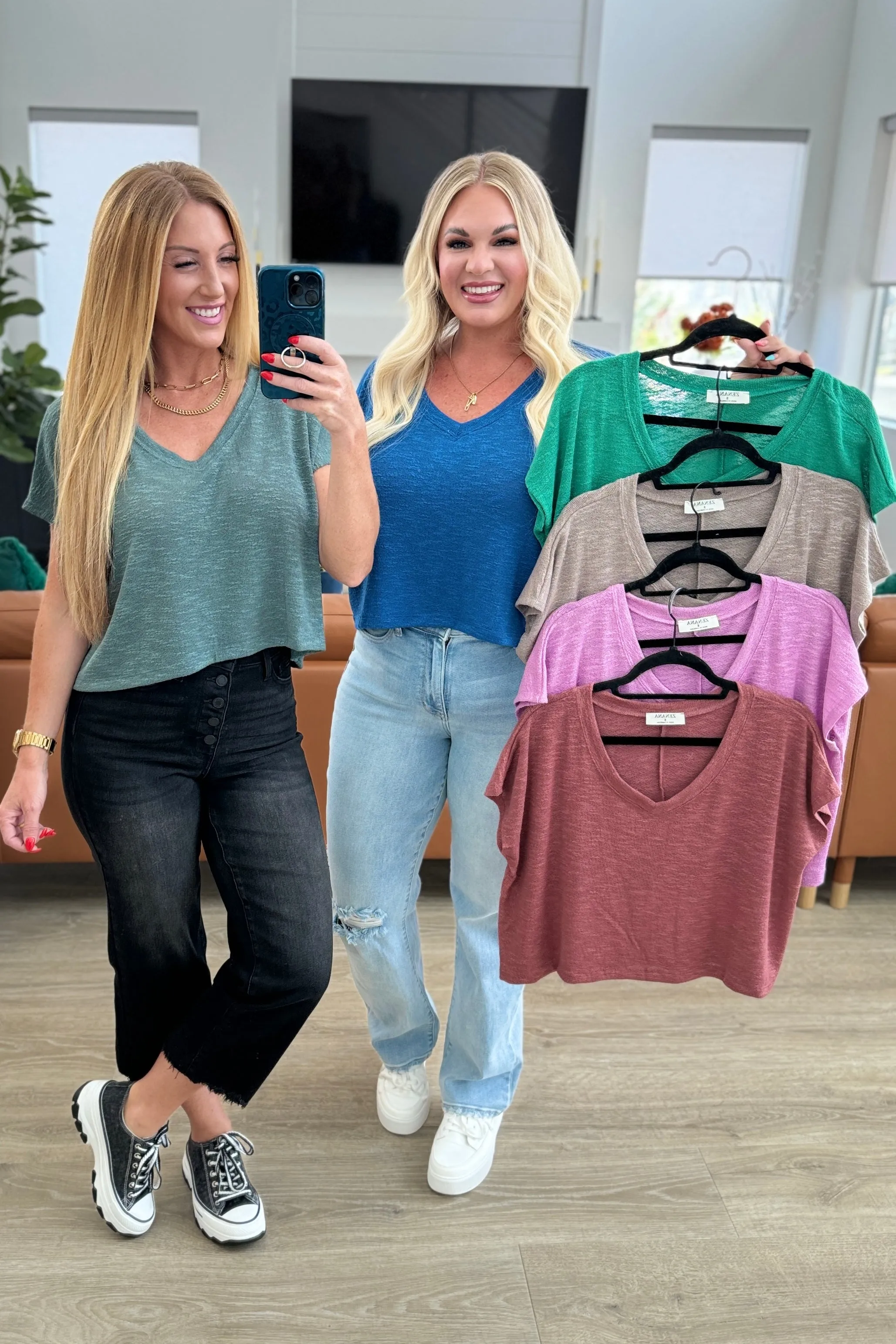 Classic Comfort V-Neck Top in Winter Rose - 6/19/2024