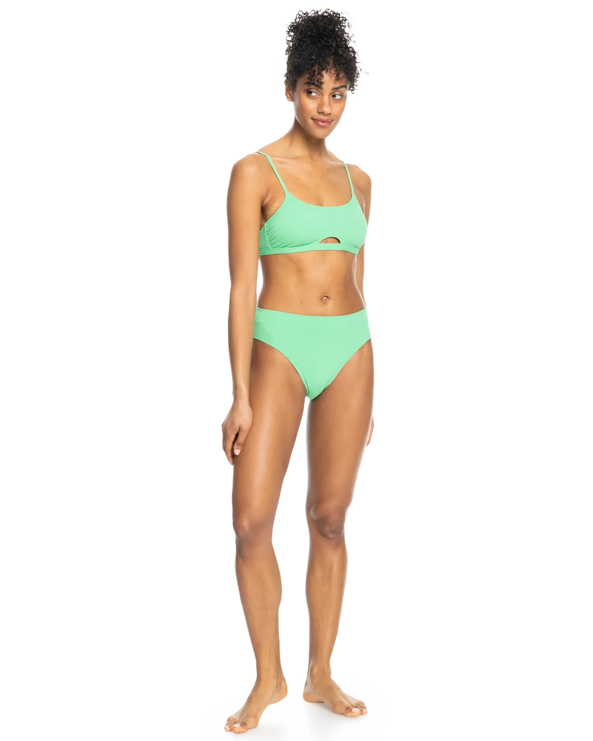 Color Jam Mod Mid Waist Bikini Bottoms in Absinthe Green