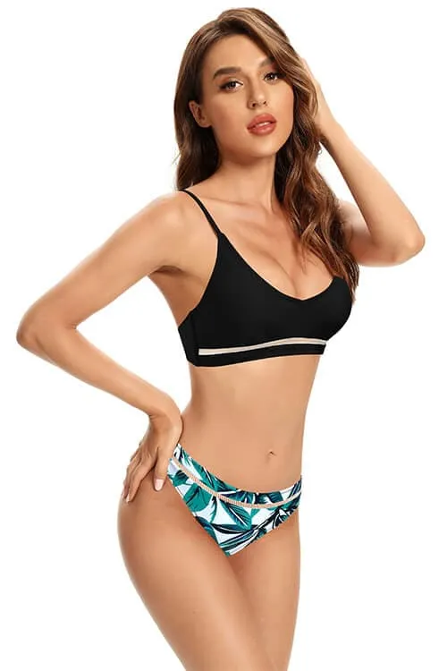 Cutout Floral Print Low Waist Bikini