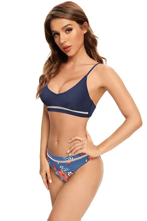 Cutout Floral Print Low Waist Bikini