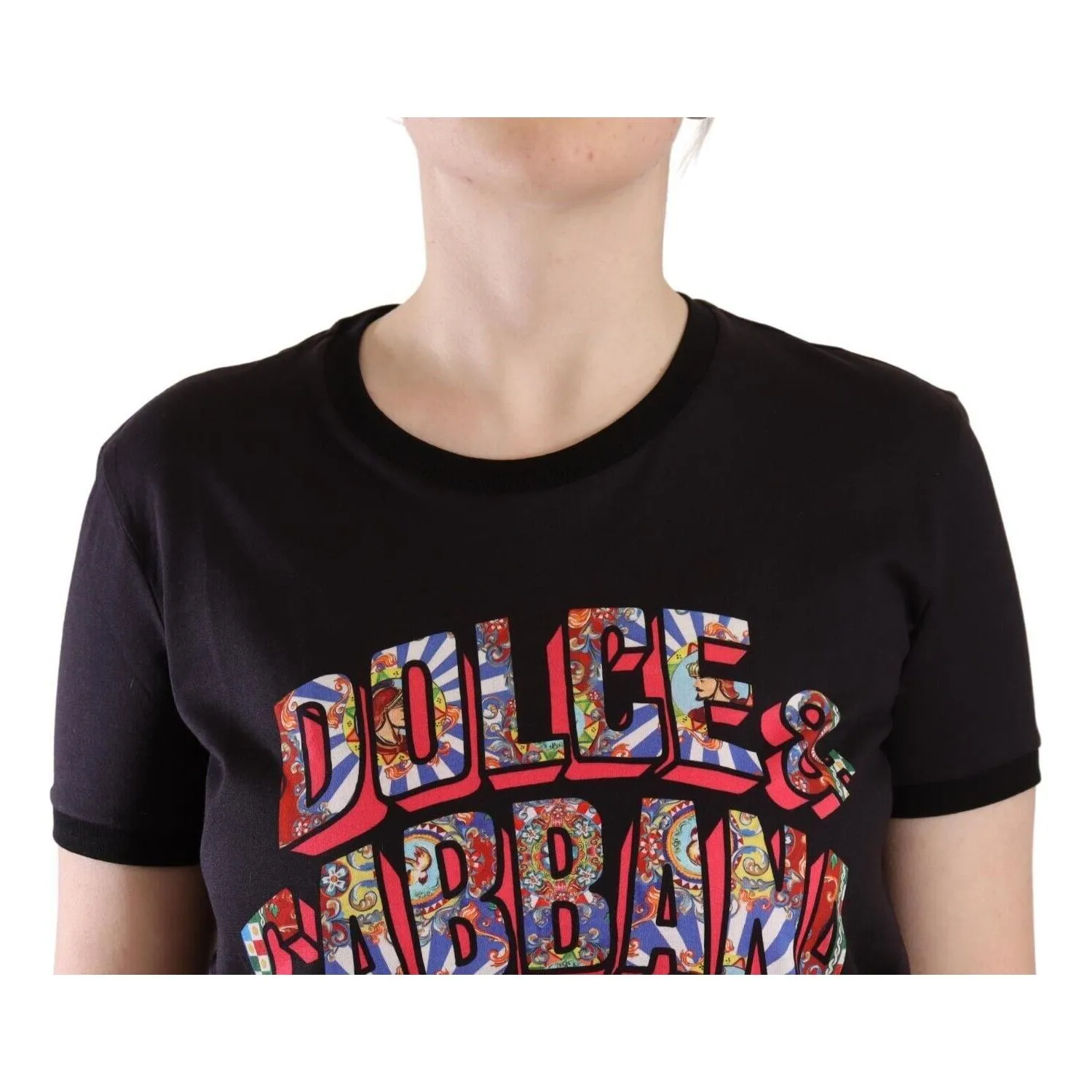 Dolce & Gabbana Chic Black Crew Neck Logo Tee