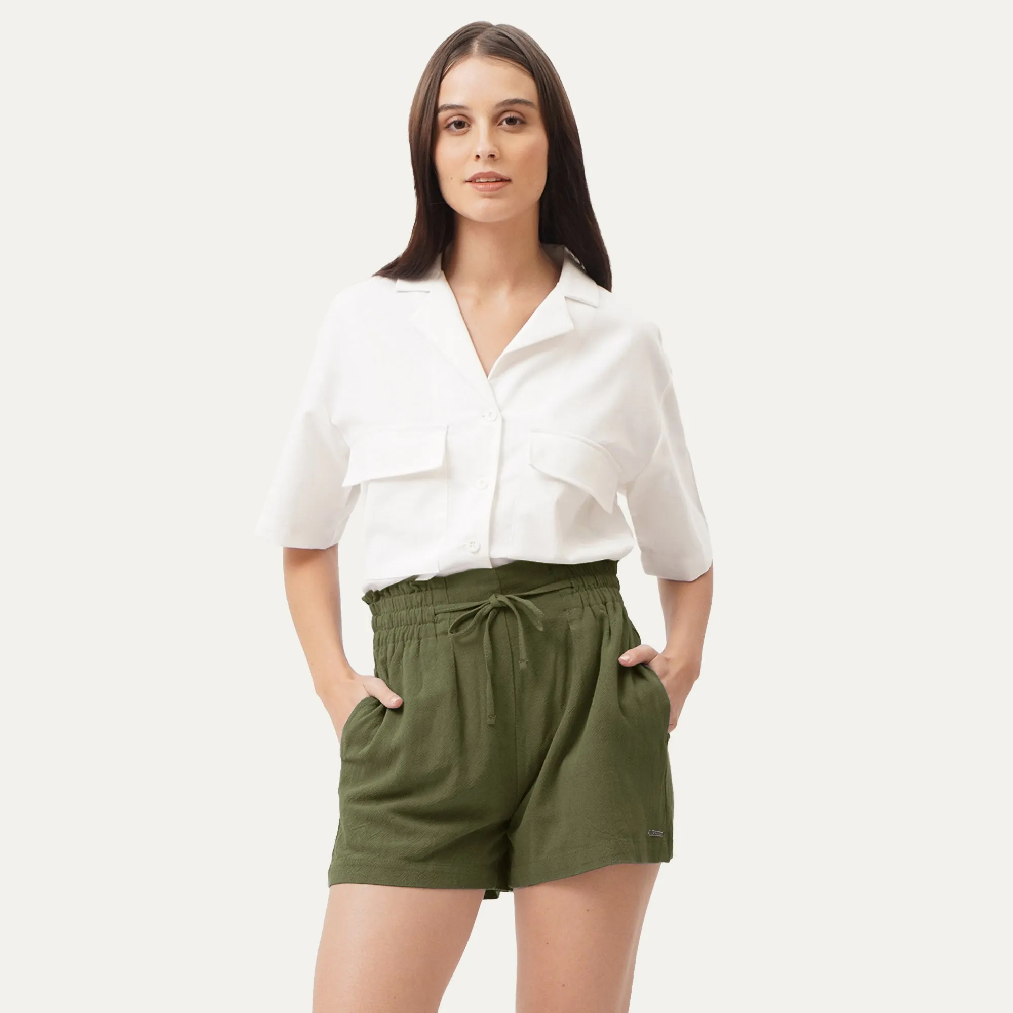 Drawstring Paperbag Shorts