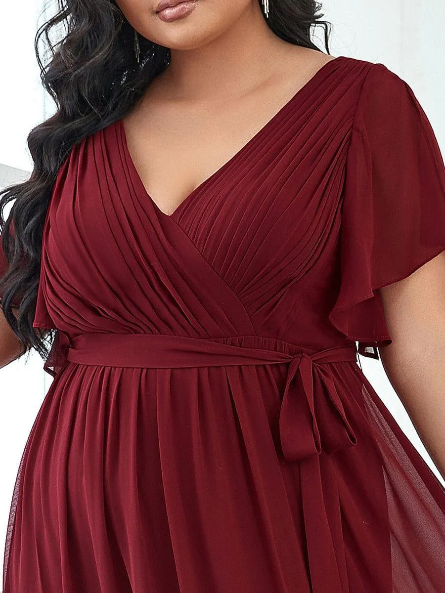 Flowy Pleated A-Line Chiffon Tie-Waist Bridesmaid Dress