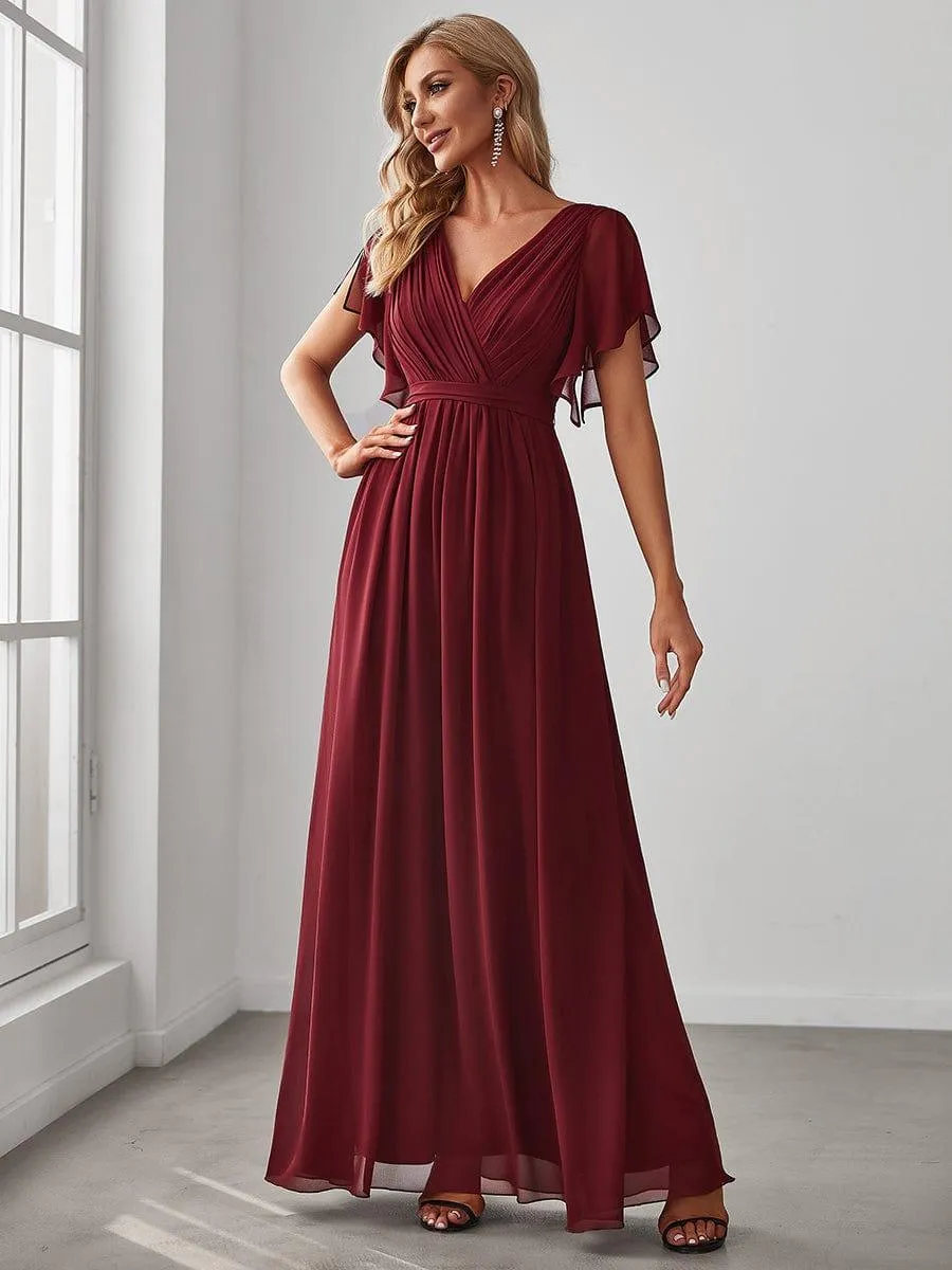 Flowy Pleated A-Line Chiffon Tie-Waist Bridesmaid Dress