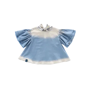 Girls Distressed Chambray Flared Top | Light Blue