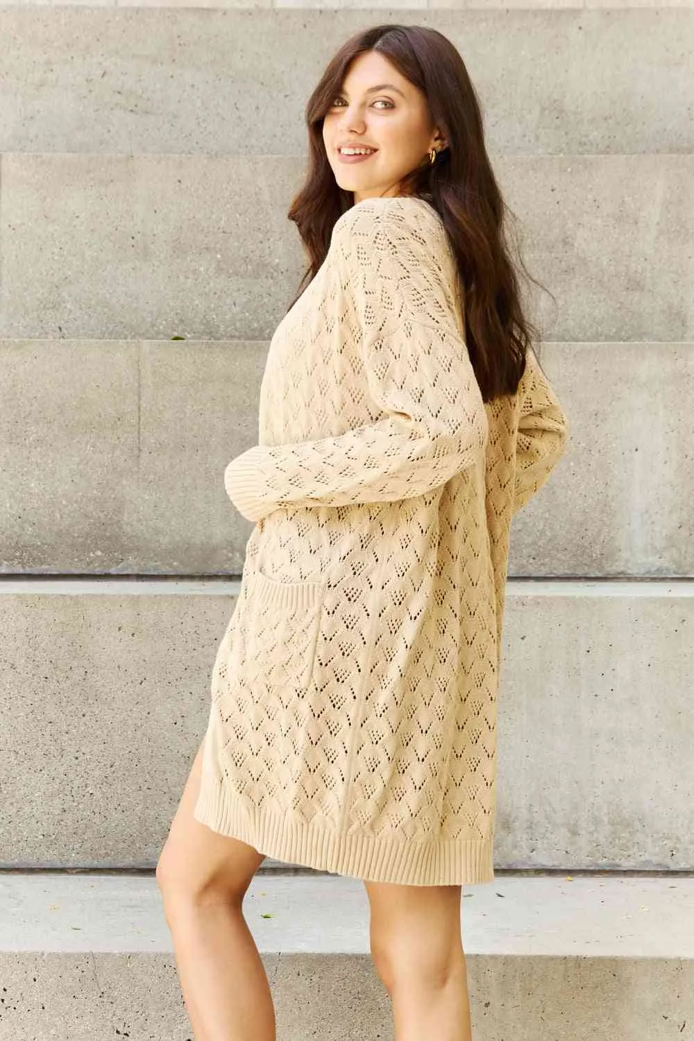 HEYSON Breezy Days Full Size Open Front Sweater Cardigan