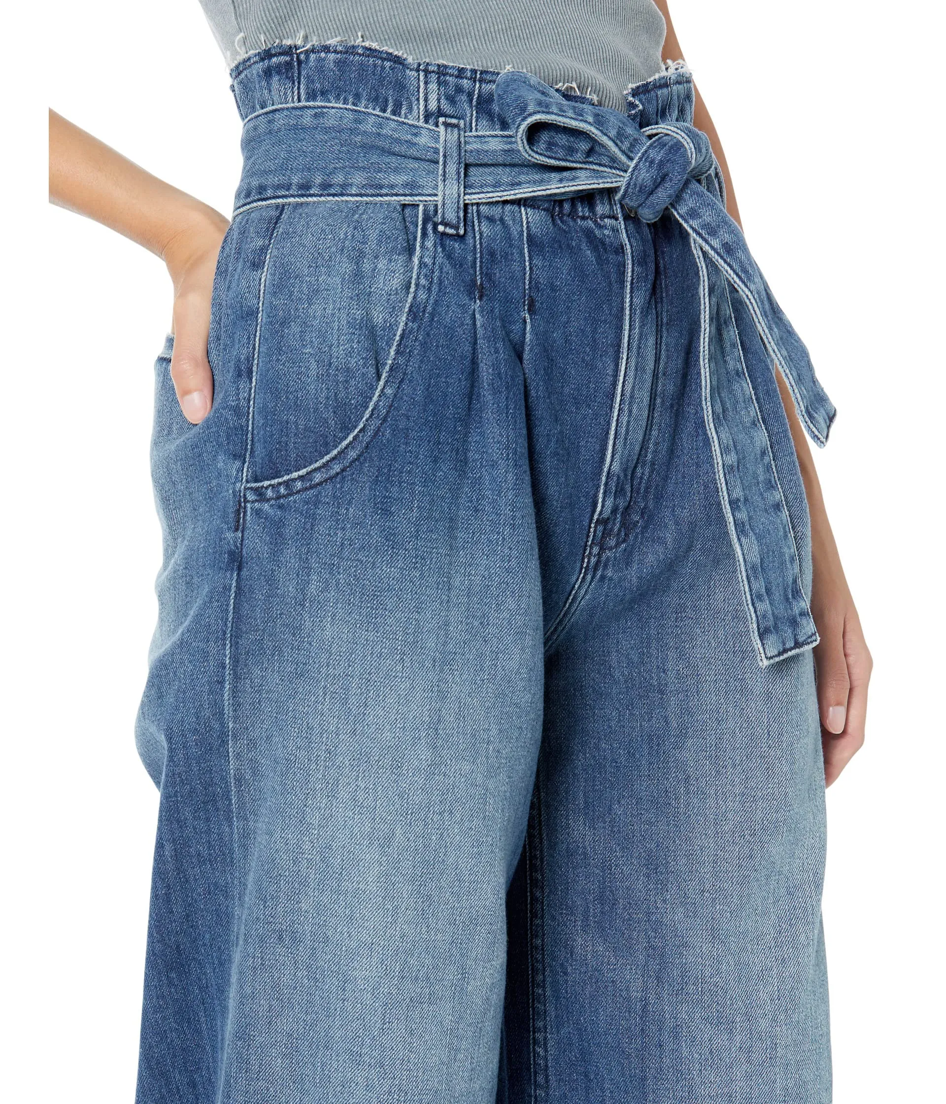 Hudson Jeans, Cropped Wide Leg Trousers w/ Paper Bag in Dancehall