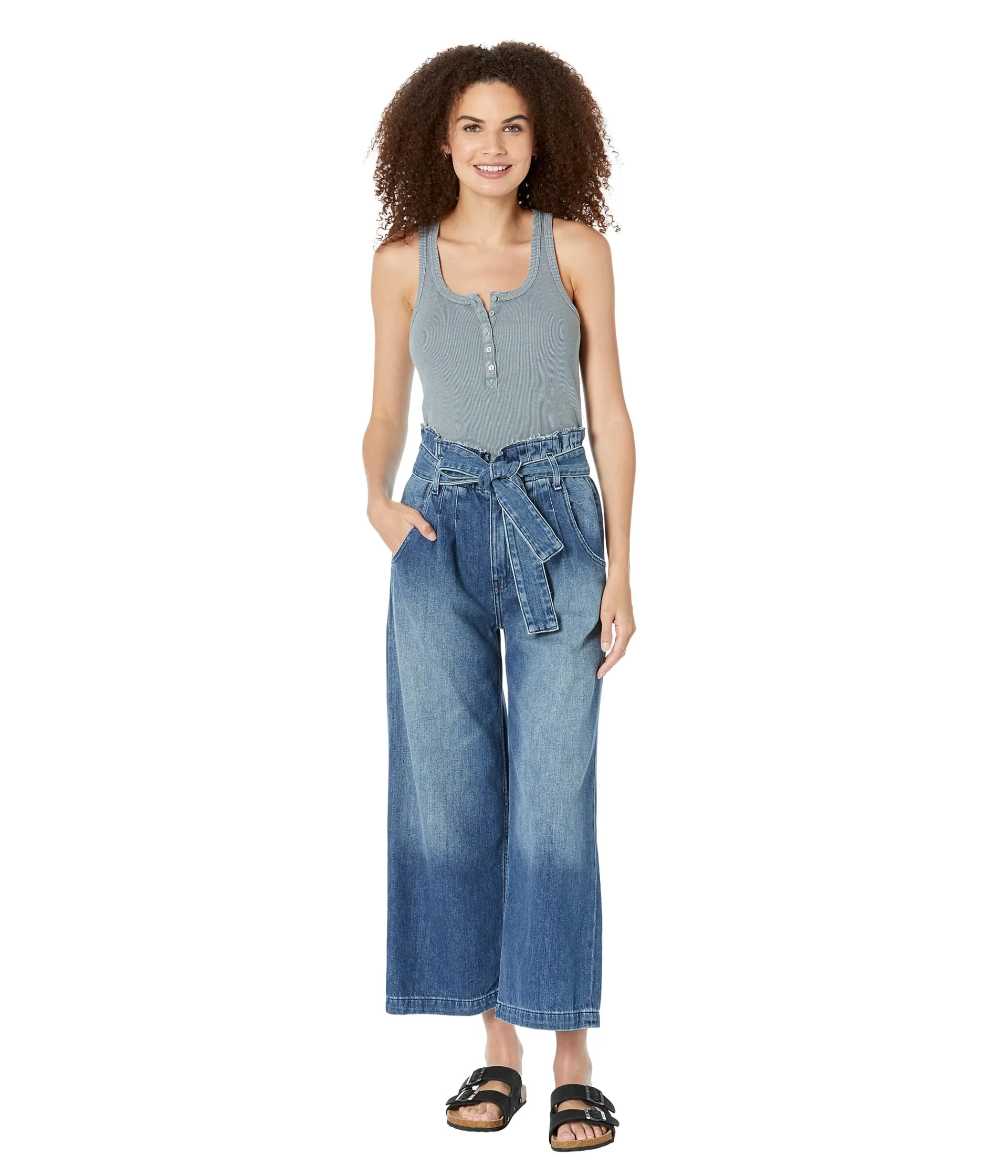Hudson Jeans, Cropped Wide Leg Trousers w/ Paper Bag in Dancehall
