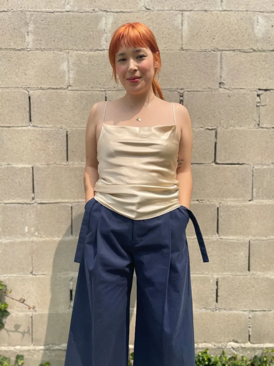 Jacoba Jane Draped Neck Blouse (Champagne)