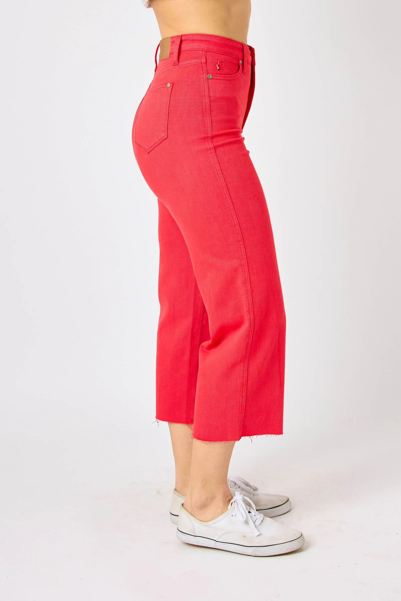 Judy Blue Red HW Tummy Control Cropped Denim Jeans