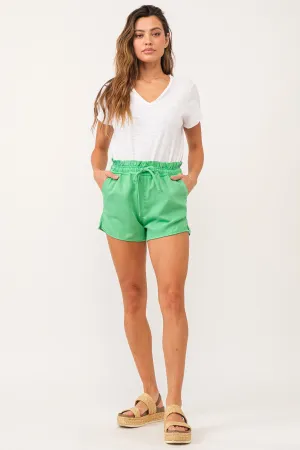 KRISSY SUPER HIGH RISE SHORTS GREEN FLARE TENCEL