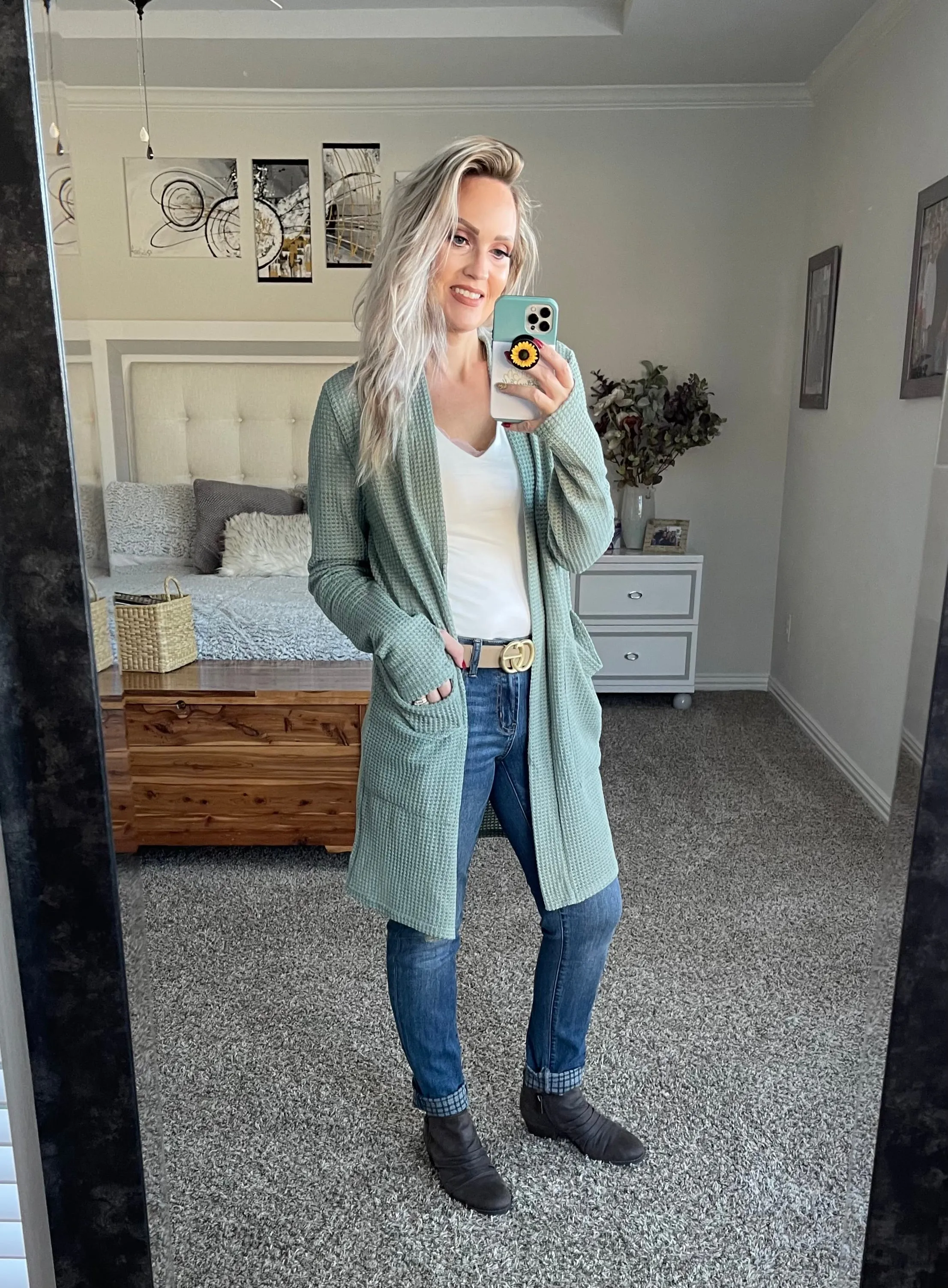 Lola Women's Soft Solid Color Knit Cardigan with Thumbholes