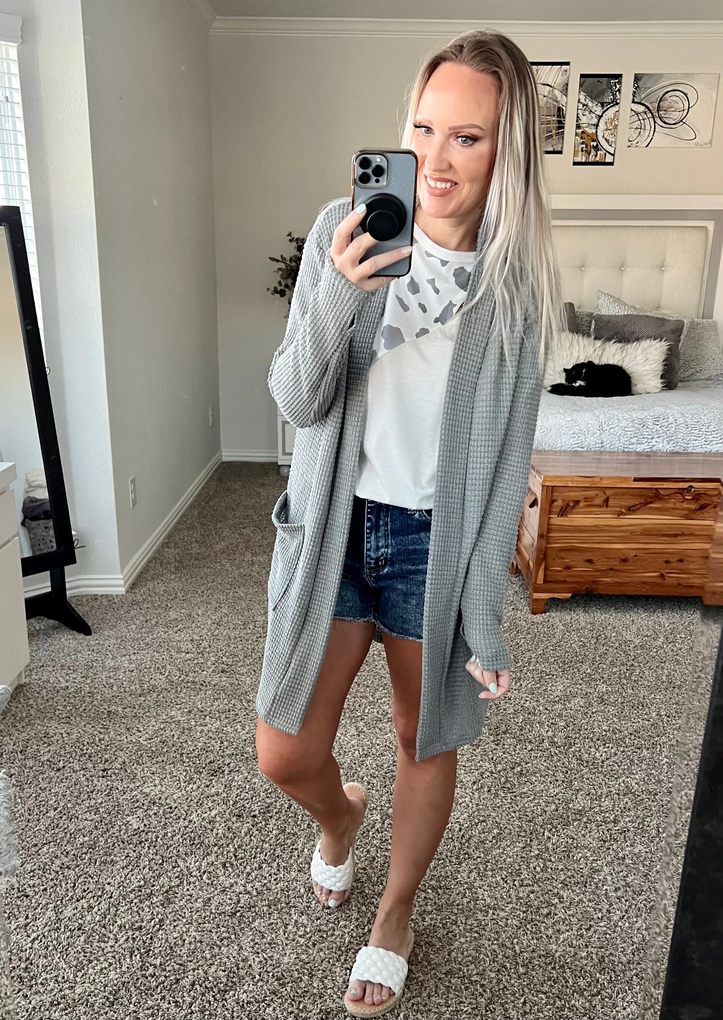 Lola Women's Soft Solid Color Knit Cardigan with Thumbholes