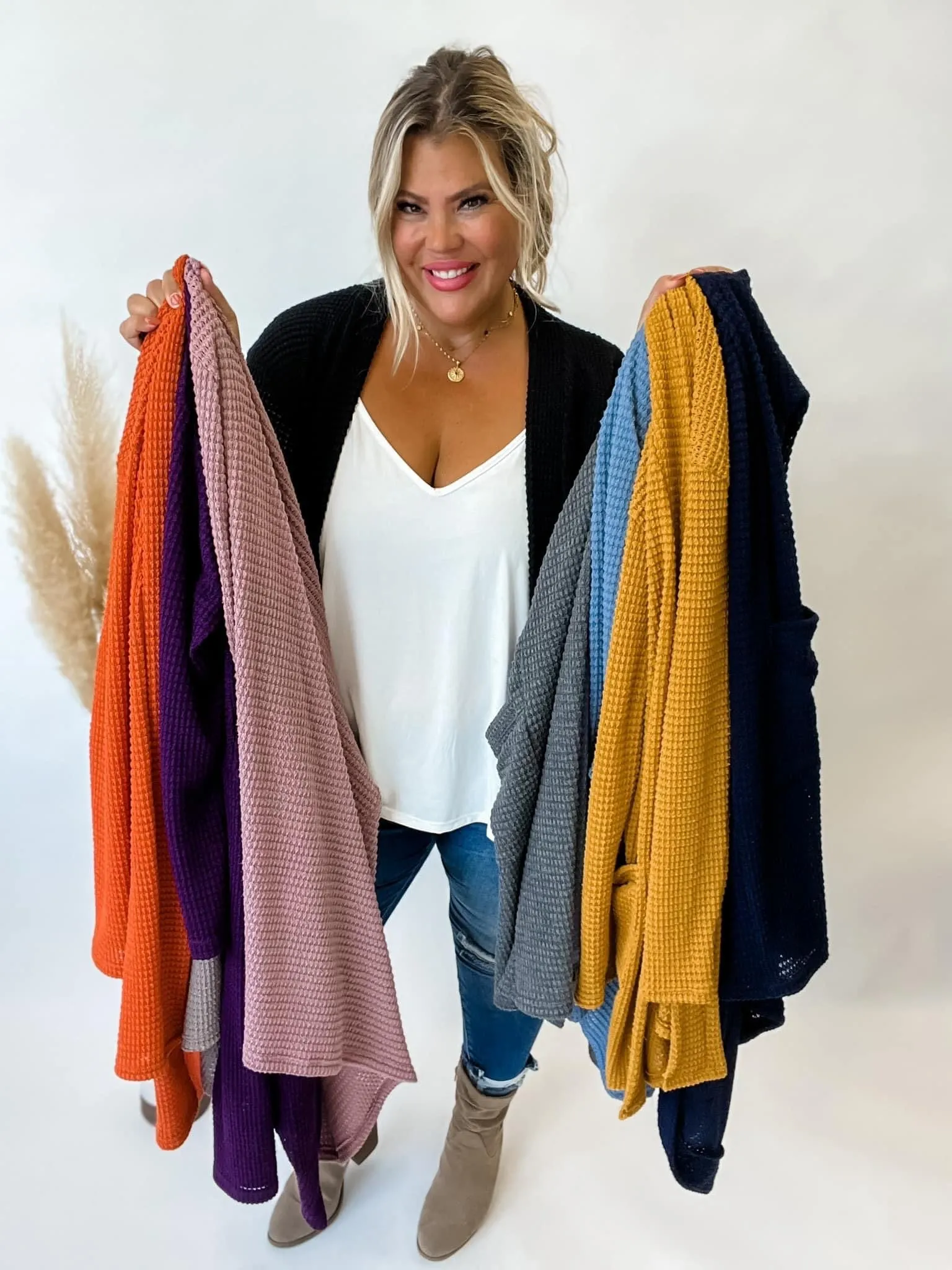 Lola Women's Soft Solid Color Knit Cardigan with Thumbholes