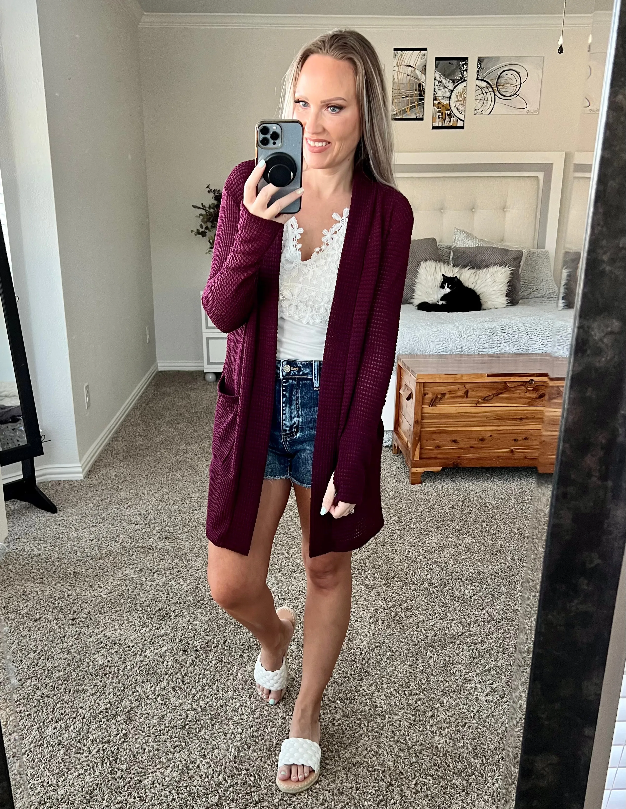 Lola Women's Soft Solid Color Knit Cardigan with Thumbholes
