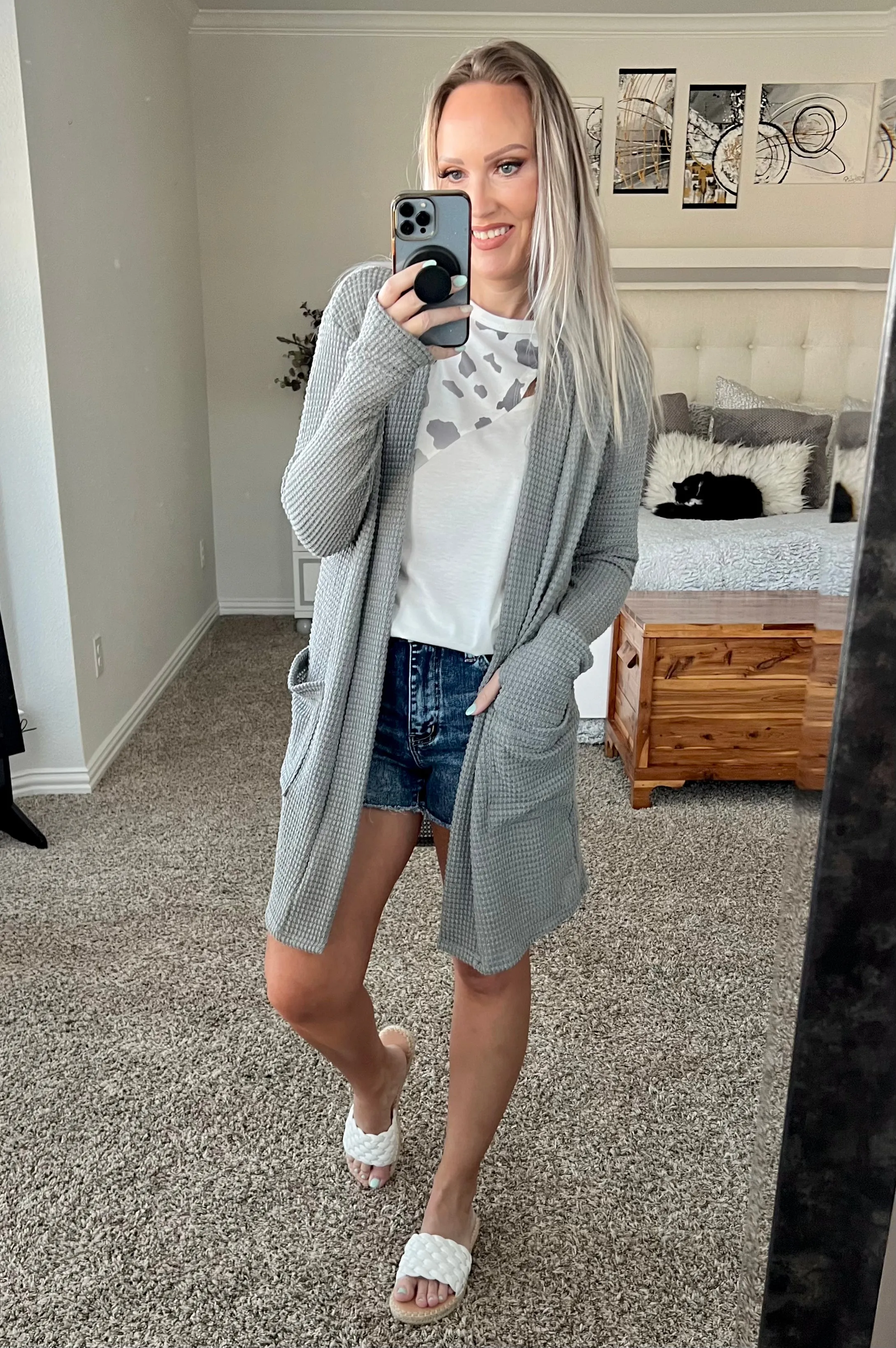 Lola Women's Soft Solid Color Knit Cardigan with Thumbholes