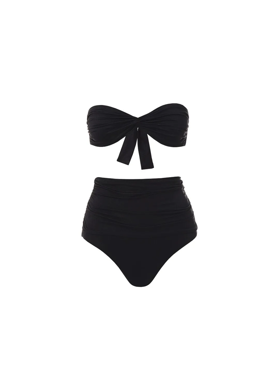Lyon Black High Waisted Bandeau Bikini