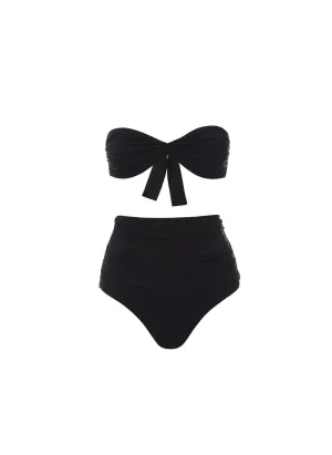 Lyon Black High Waisted Bandeau Bikini