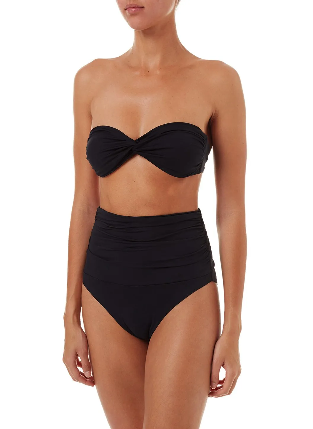 Lyon Black High Waisted Bandeau Bikini