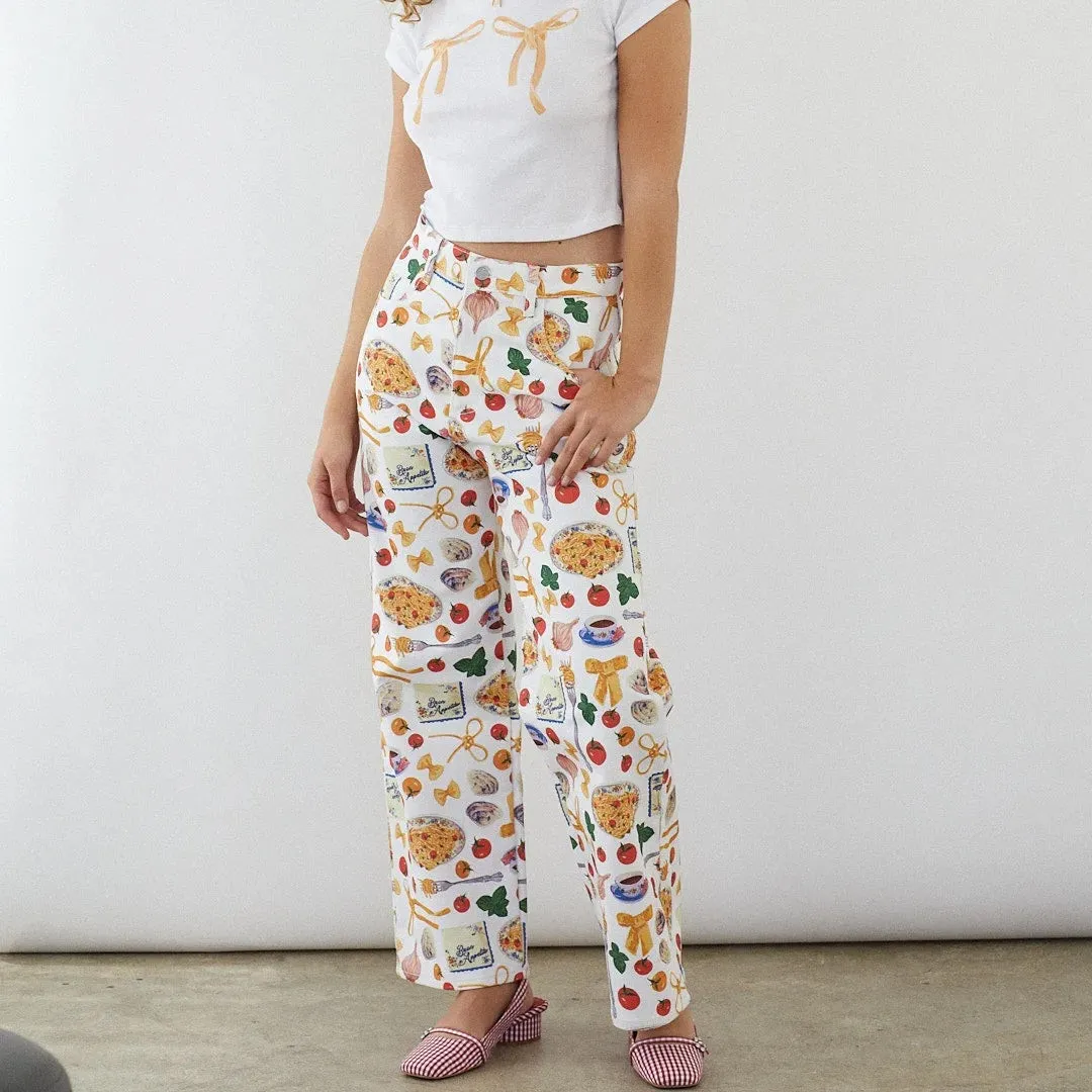 Marie Fun Graphic Print Cropped Casual Jeans