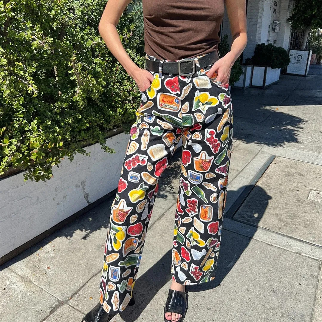 Marie Fun Graphic Print Cropped Casual Jeans