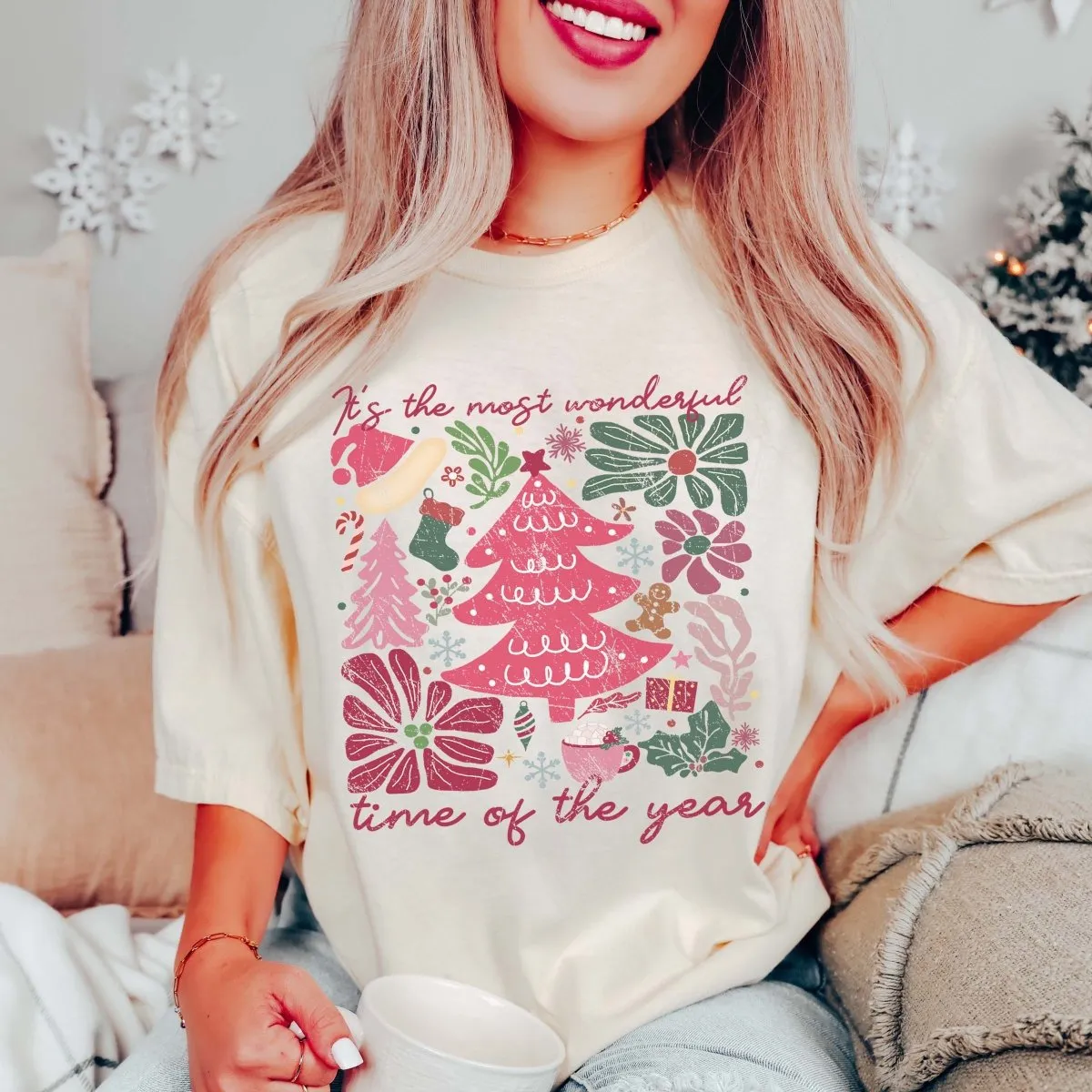 Most Wonderful Time Of Year Art Deco Wholesale Comfort Color Graphic Tee - Fast Shipping