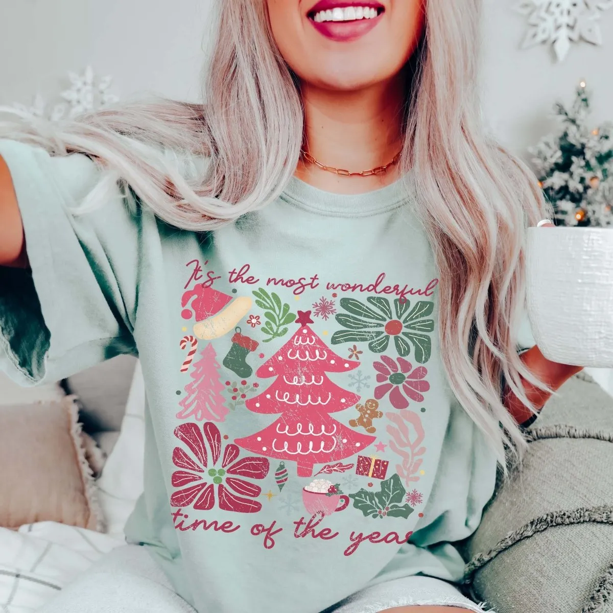 Most Wonderful Time Of Year Art Deco Wholesale Comfort Color Graphic Tee - Fast Shipping