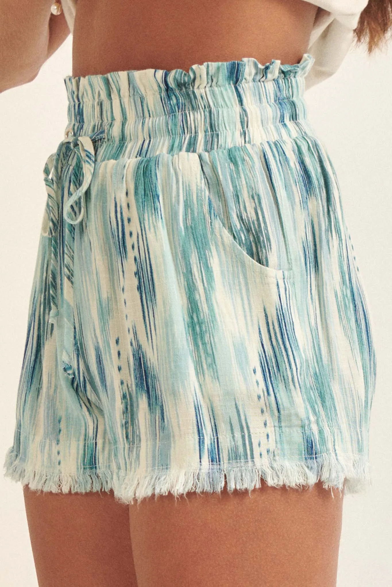 Ocean Breeze Abstract-Print Drawstring Shorts