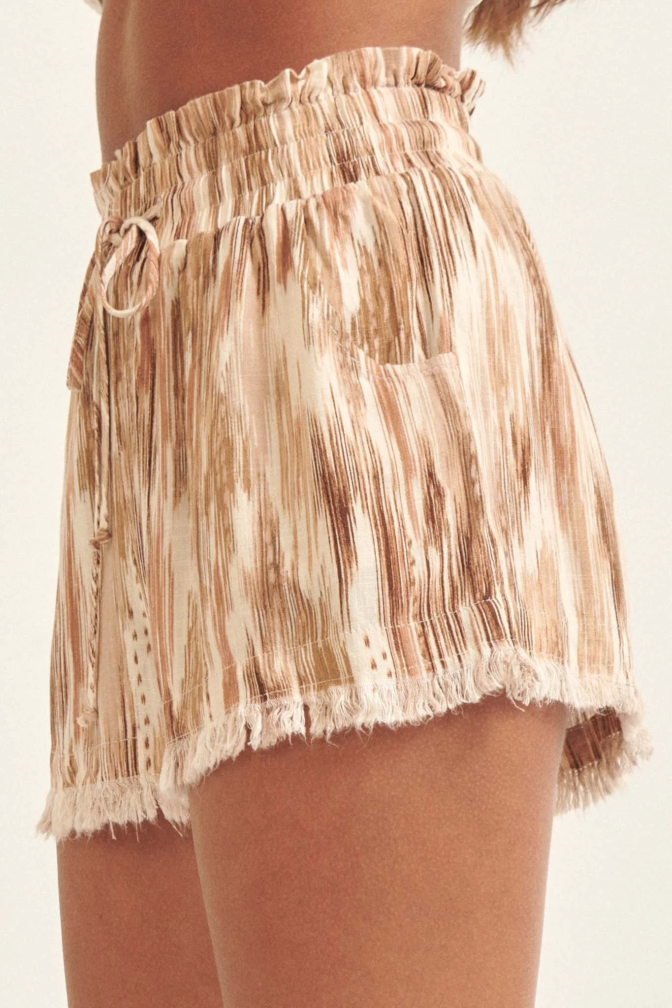Ocean Breeze Abstract-Print Drawstring Shorts