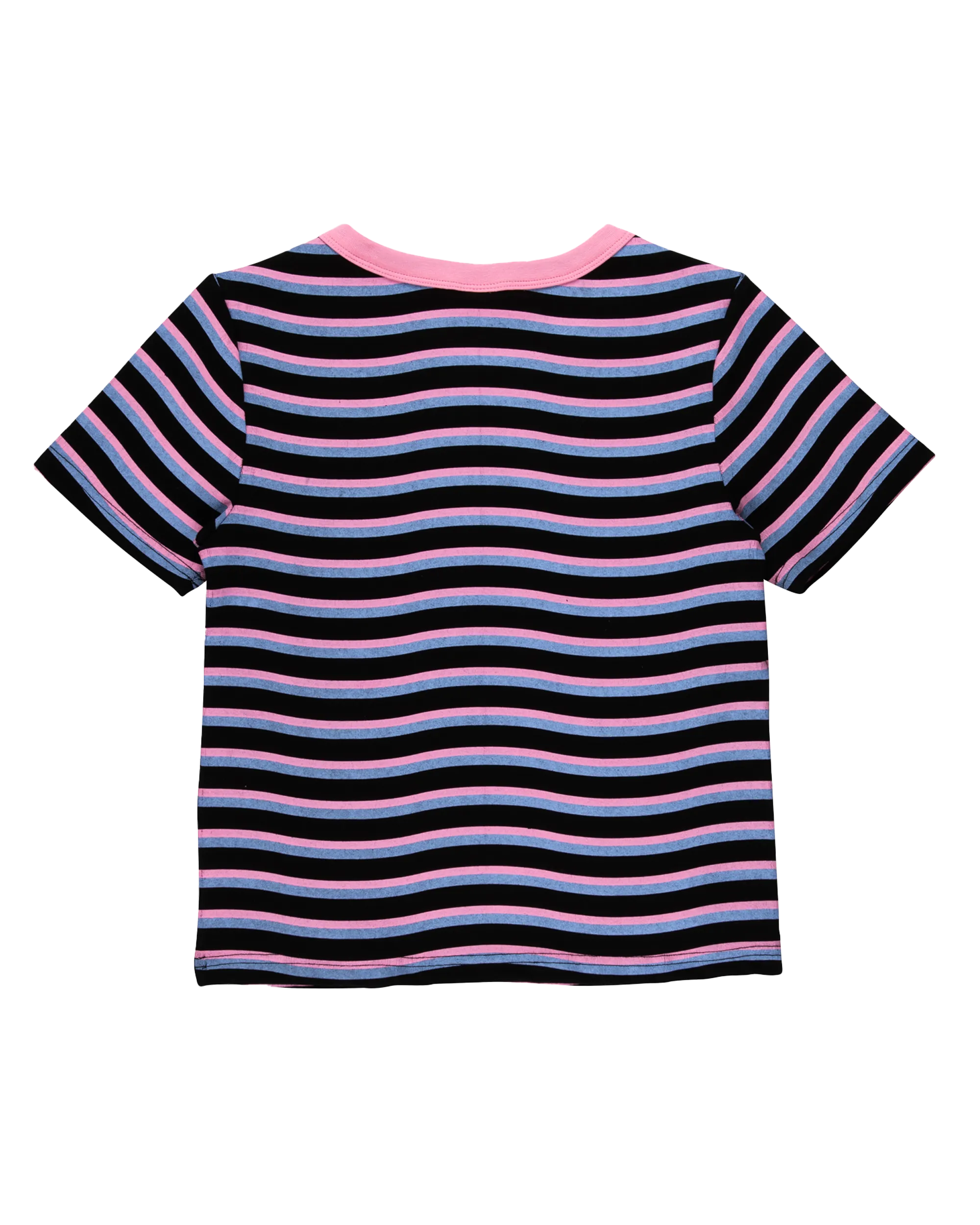 Onshore Front T-Shirt in Black Wave Stripe