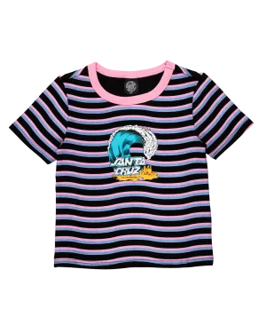 Onshore Front T-Shirt in Black Wave Stripe