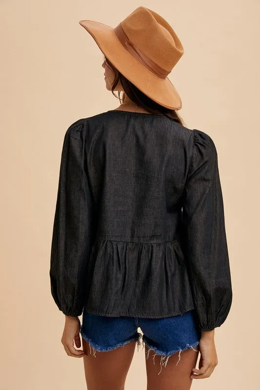 Peplum Denim Top