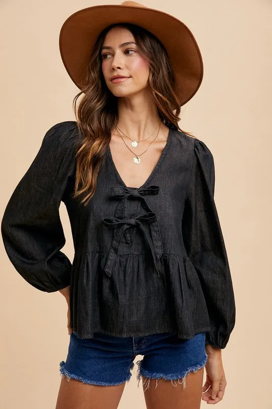 Peplum Denim Top