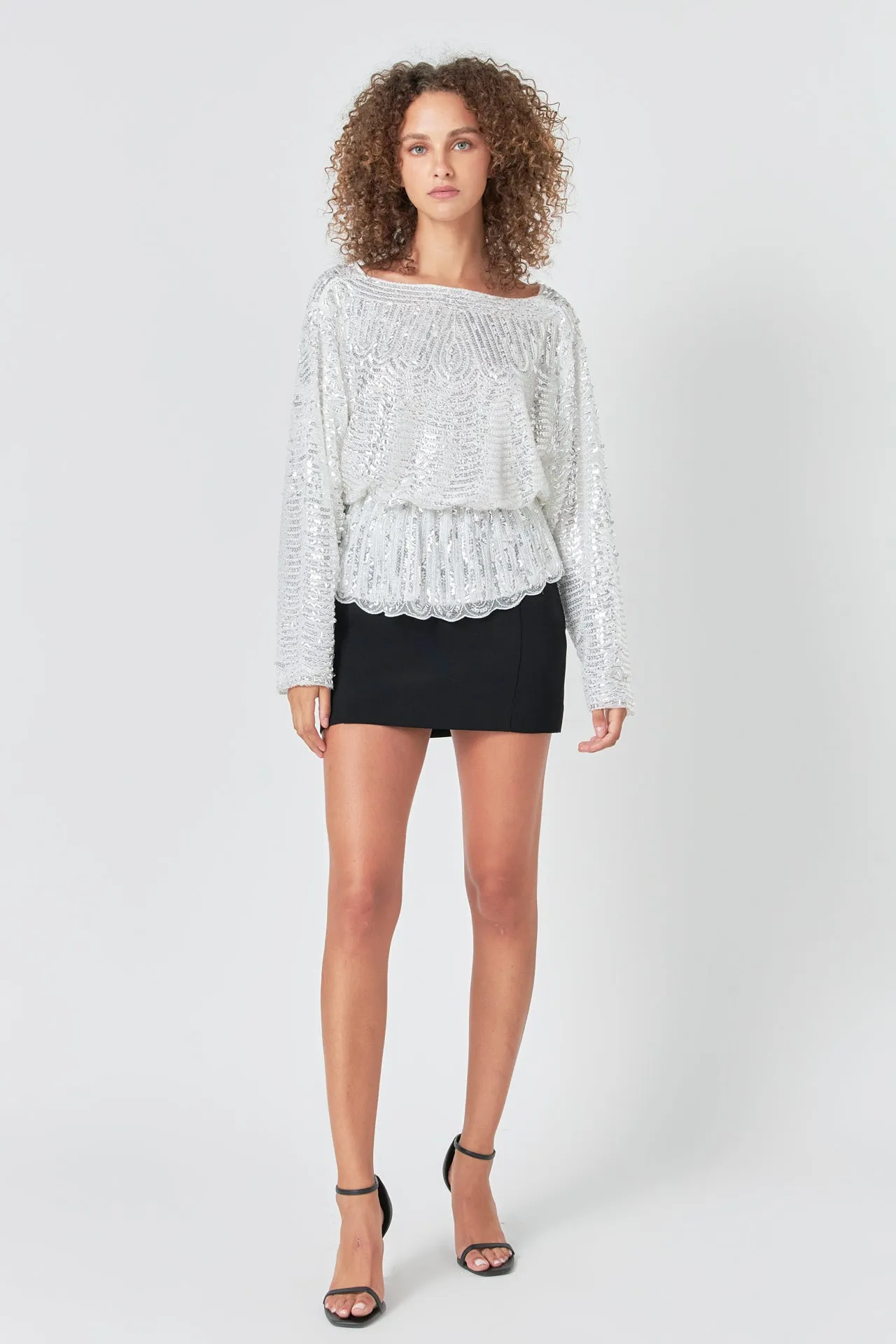 Peplum Sequins Top