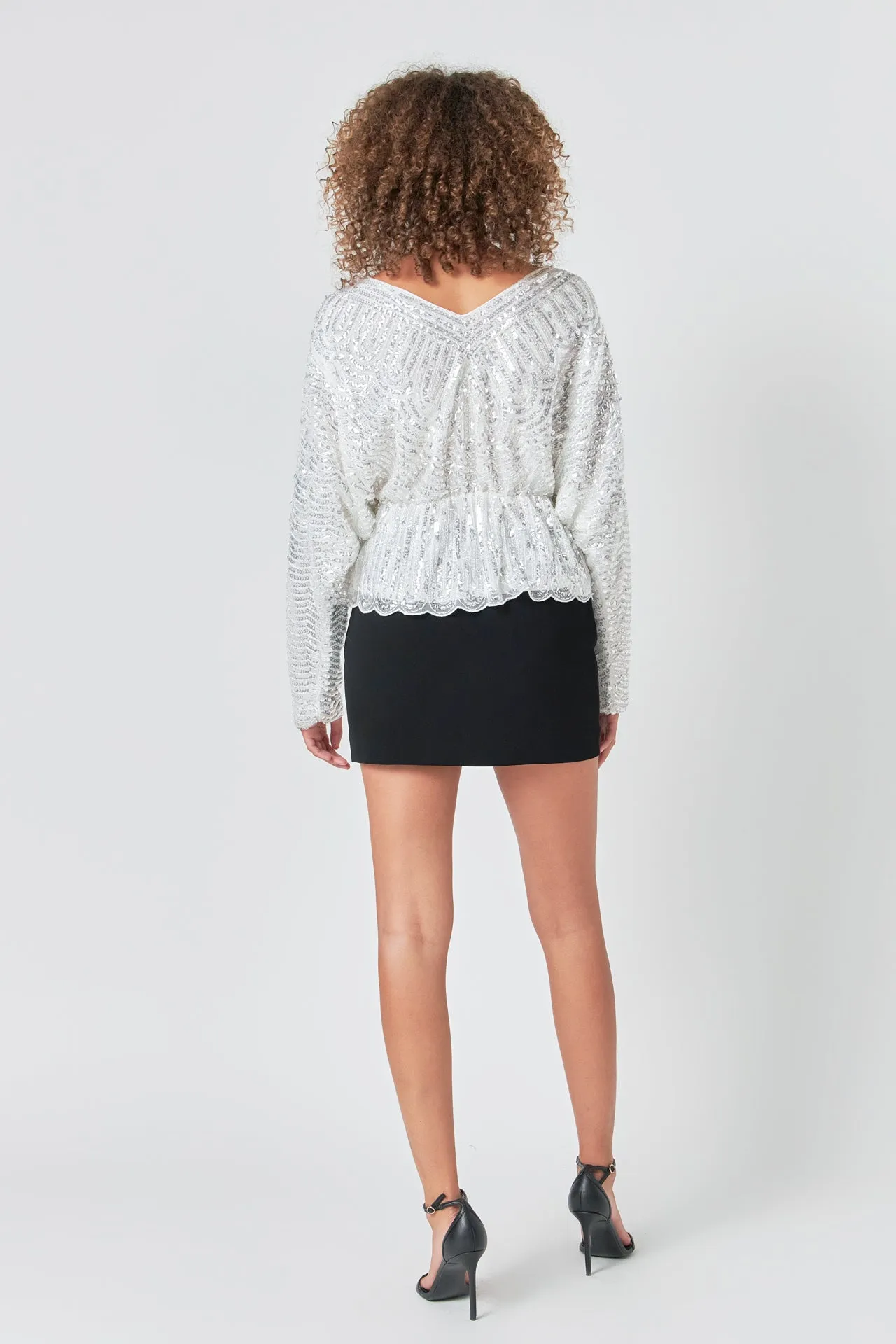 Peplum Sequins Top