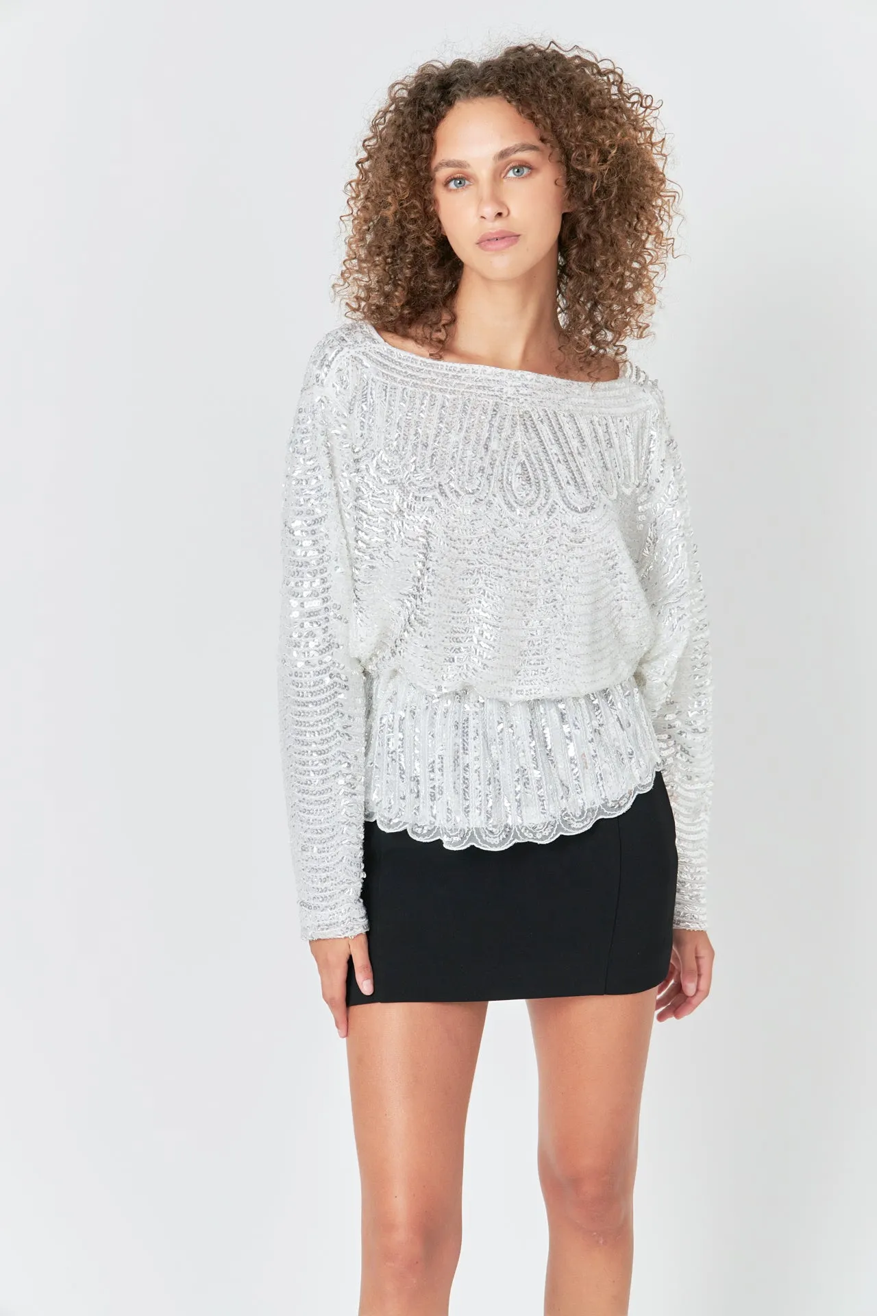Peplum Sequins Top