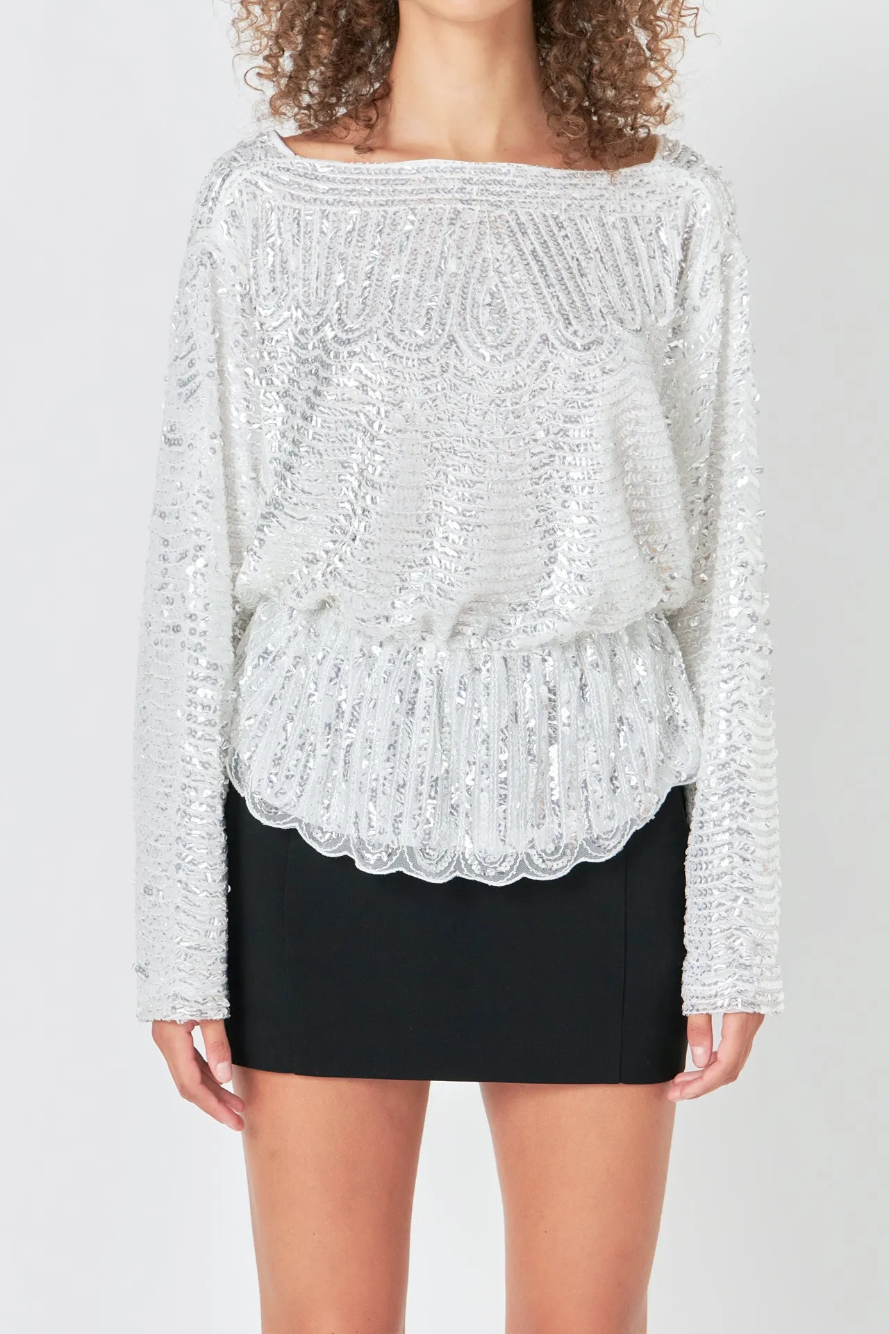 Peplum Sequins Top