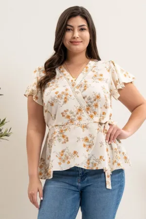 Plus Floral Peplum Top