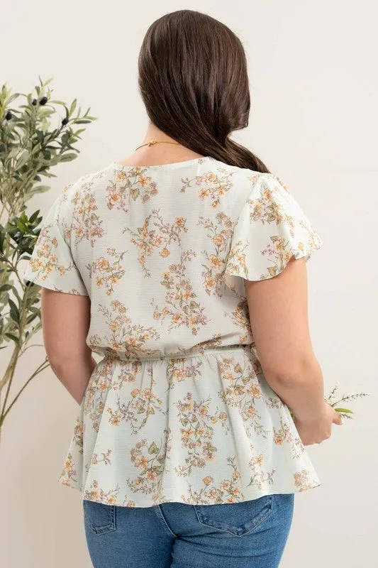 Plus Floral Peplum Top