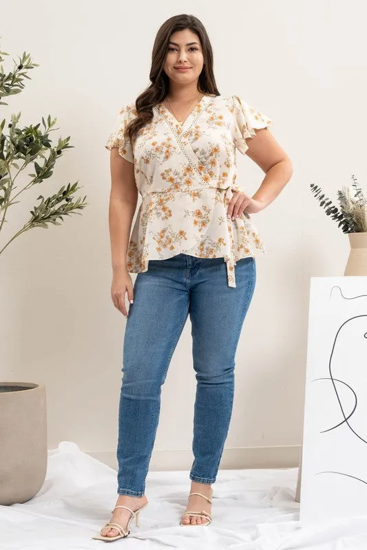 Plus Floral Peplum Top