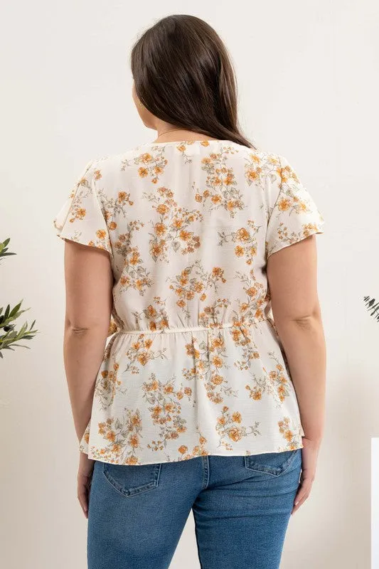 Plus Floral Peplum Top