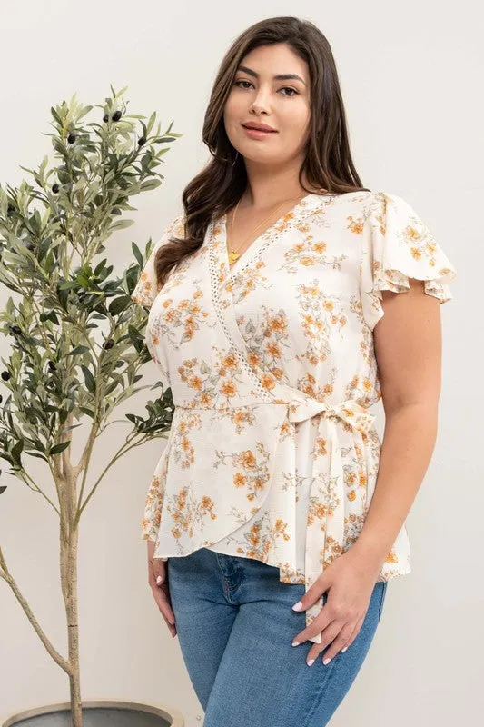 Plus Floral Peplum Top