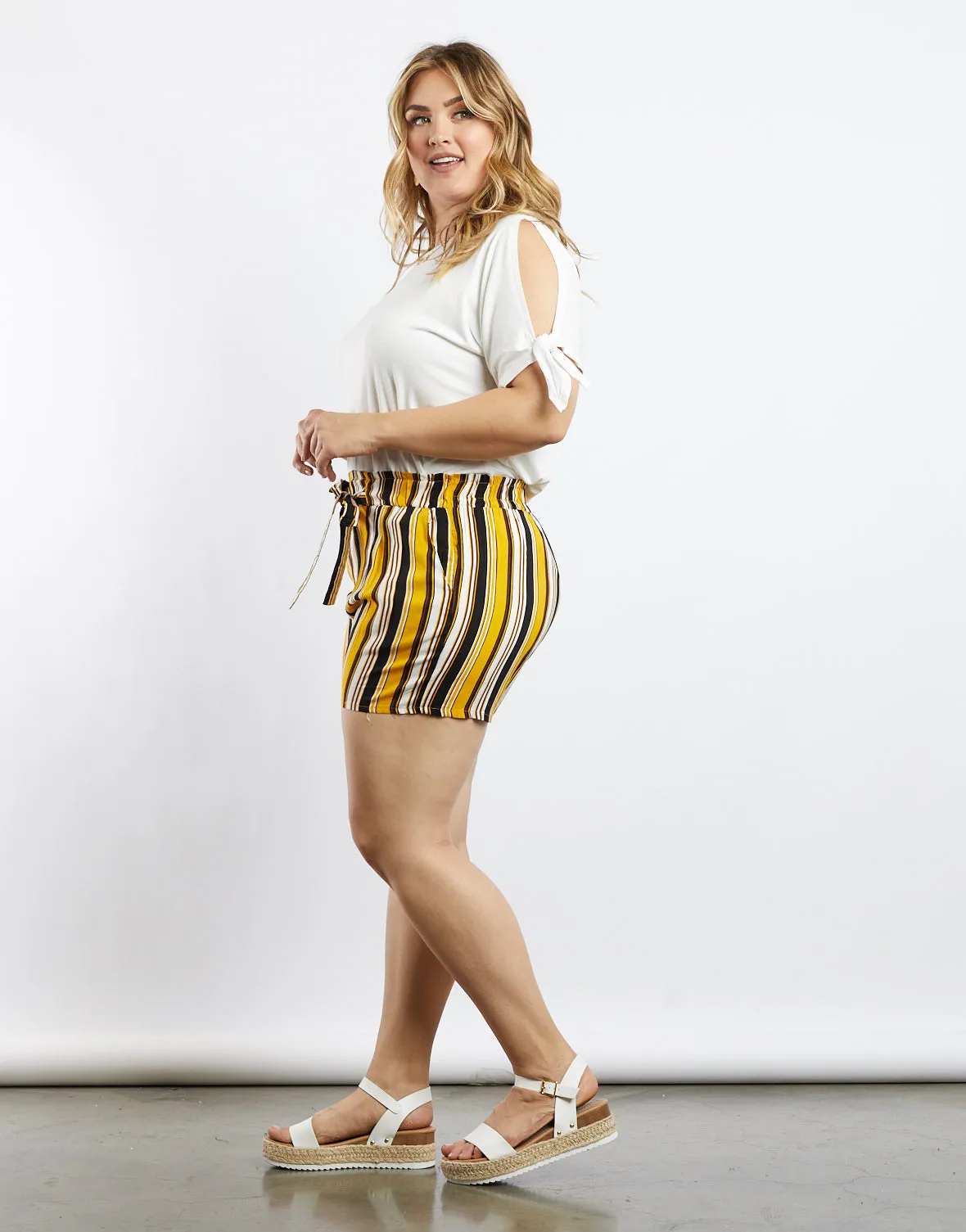 Plus Size Freya Multicolored Striped Shorts