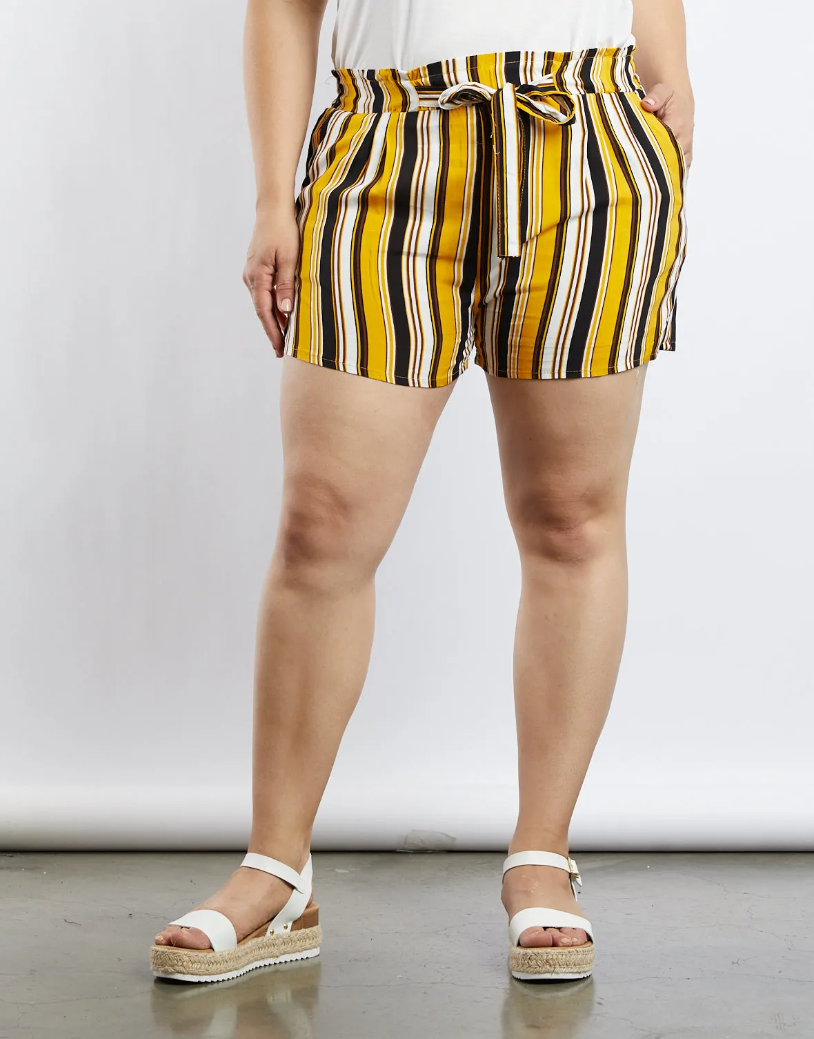 Plus Size Freya Multicolored Striped Shorts
