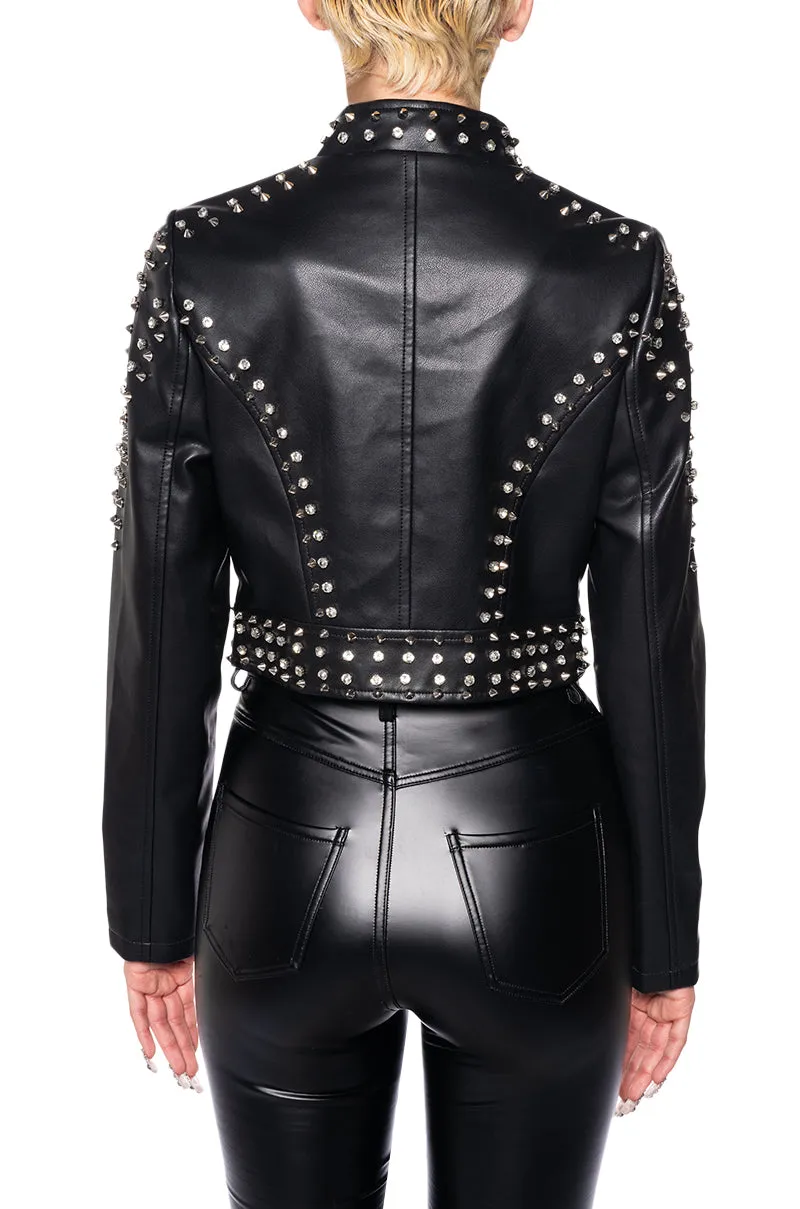 SILVIA-NEW-BLK CRYSTAL MOTO JACKET