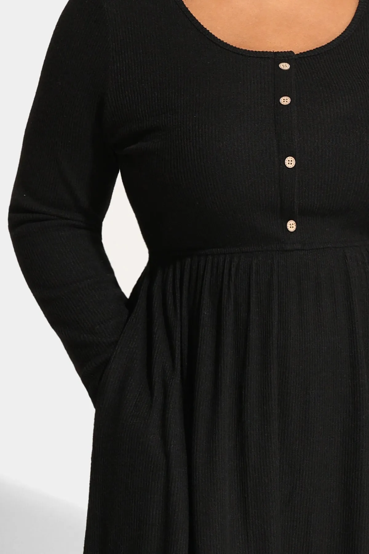 Solid Button Up A-line Pockets Midi Dress